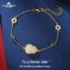 National Trend Hetian Jade Gourd Bracelet with S925 Sterling Silver Chinese Peace Blessing, Ancient Style Red Rope Jewelry