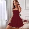 Women Daily Casual  Dress Summer Sleeveless Cake Skirt Backless Bow Strap Dress