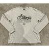 Helt Ny Seneste Model Harley-Davidson Herre Langærmet T-shirt, Grå Hvid Sort Farveblok med Logo Print, Rund Hals Smal Pasform Moto Stil