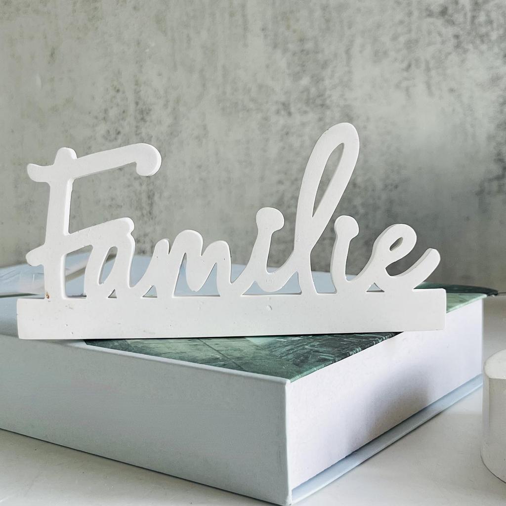 Familie English Letters Candlestick Silicone Mold DIY Candle Holder Cement Plaster Mould Resin Ornaments Molds Home Decoration