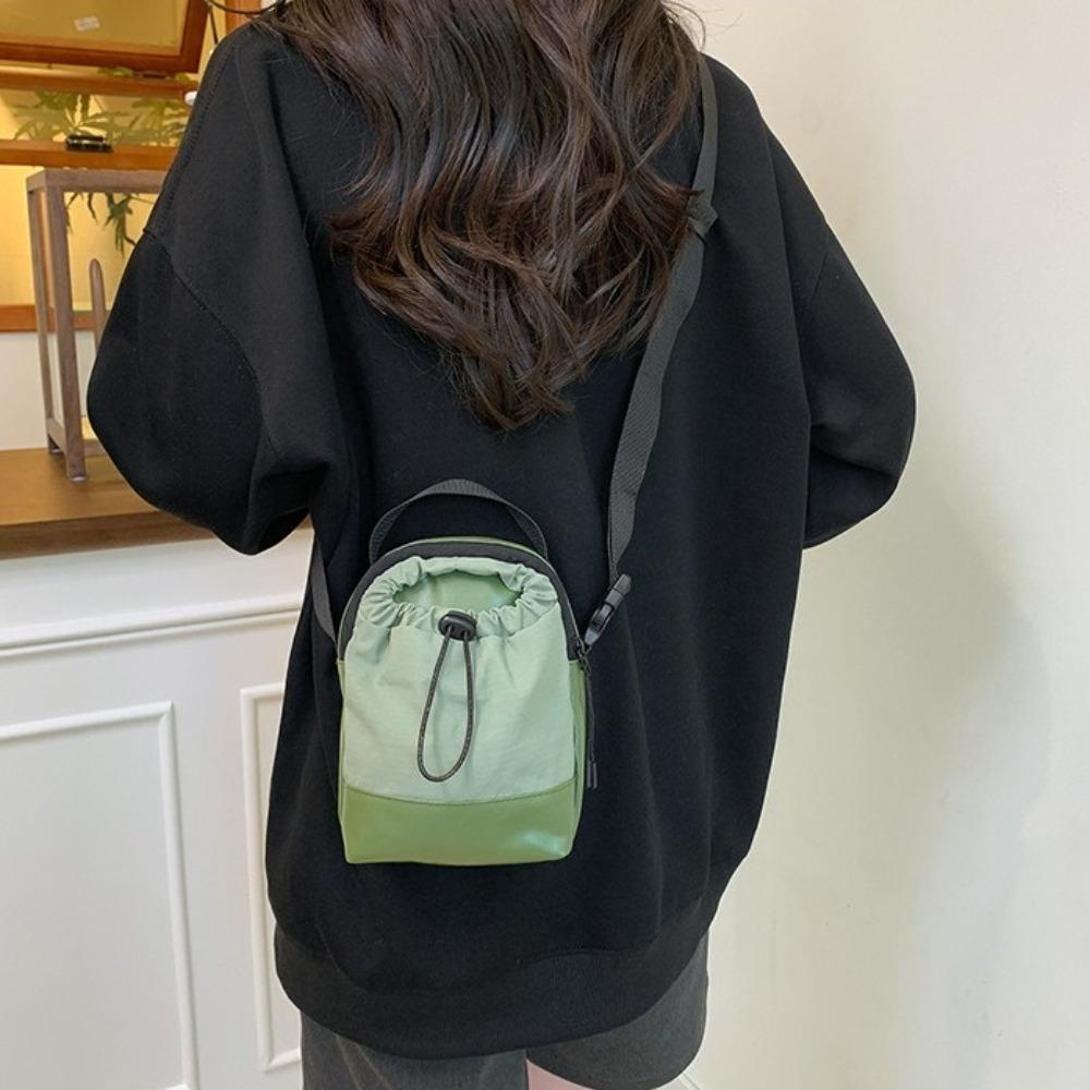 Drawstring Nylon Shoulder Bag PU Casual Crossbody Bag Fashion Phone Bag  Hiking