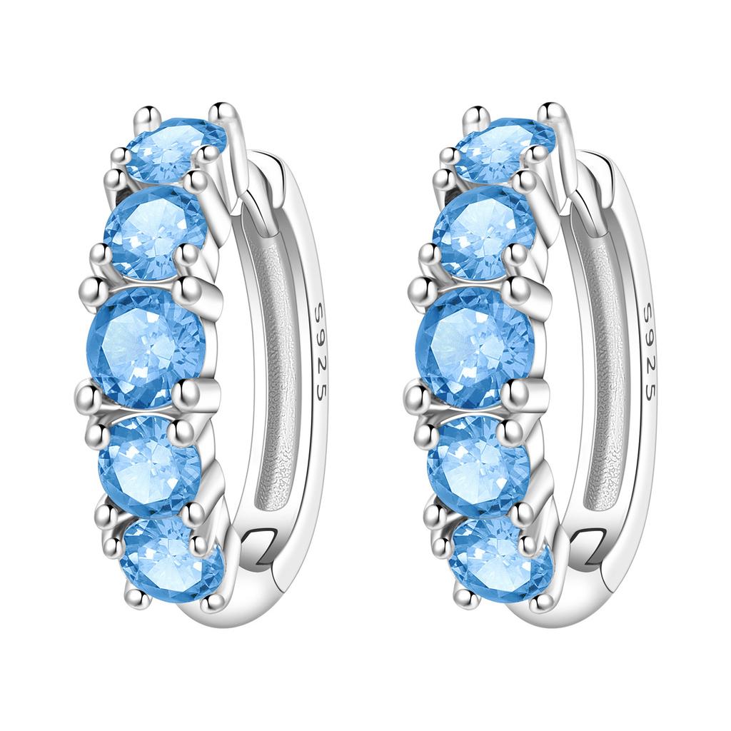 Orstarry 925 Silber Blauer Zirkon Sternenhimmel Ohrring Original Schmuck Creolen Damen Schmuck Party Trendige Geschenke