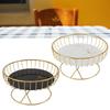 Metal Fruit Bowl Metal Fruit Bowl Stand Round Fruit Basket Large Capacity Hollow Metal Bowl Stand for Dessert Snacks Bread