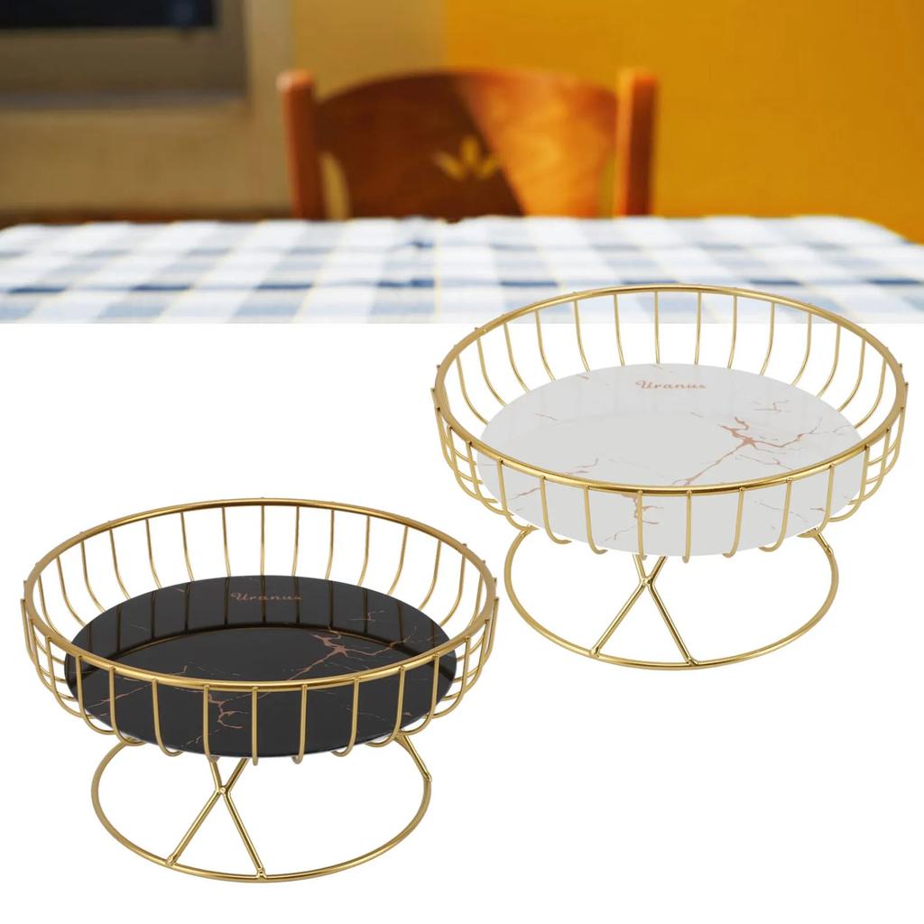 Metal Fruit Bowl Metal Fruit Bowl Stand Round Fruit Basket Large Capacity Hollow Metal Bowl Stand for Dessert Snacks Bread