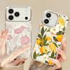 Flowers Fruits Print Case For iPhone 17 18 Pro Max Plating Lens Clear Soft Cover For iPhone 16 15 14 13 Pro Max 17E