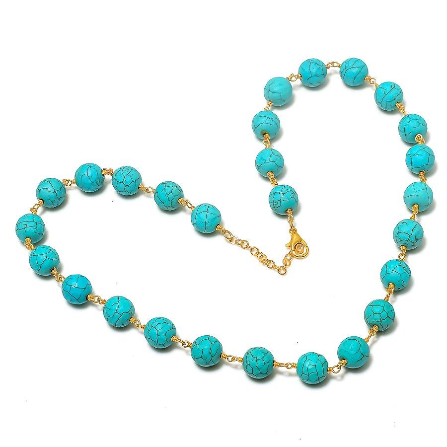 Turchese Santa Rosa Pietra Preziosa Gioielli in Argento Sterling 925 Collana 20" KJ-1256