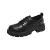 Autumn New Glossy Small Leather Shoes Women's Tide Thick Sole Heightening Lace-up Retro College