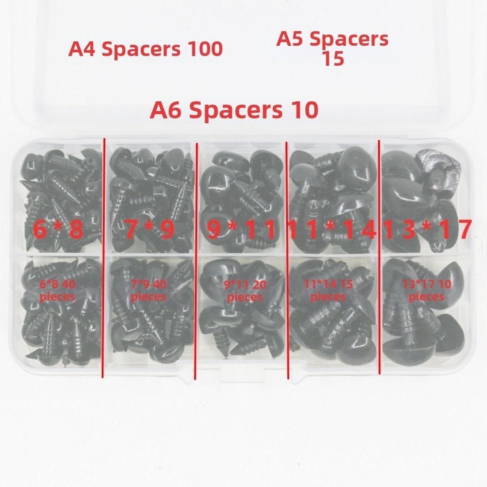 125pcs/box Oval Shape Plastic Safety Eyes Black Black Screw Eyes Plush Doll DIY Toy Eyes For Toys