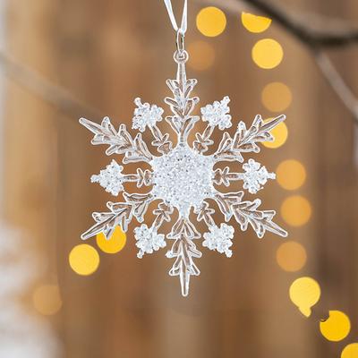 Transparente Weihnachts Schneeflocken Anhänger Gold Rentier Acryl Künstliche Schneeflocken Dekoration DIY Exquisit