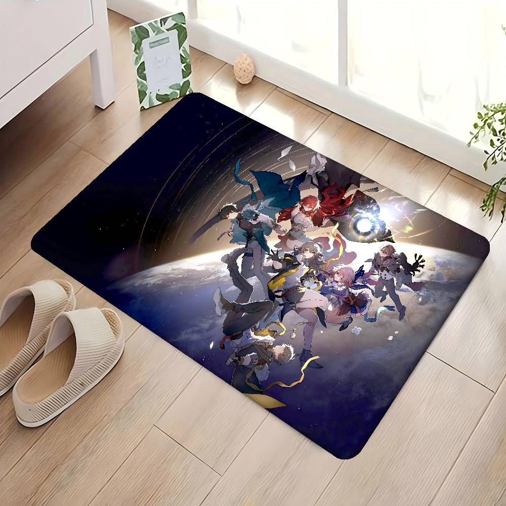 

H-Honkai Star Rail Floor Mat INS Style Soft Bedroom Floor House Laundry Room Mat Anti-skid Household Carpets 50x80 cm