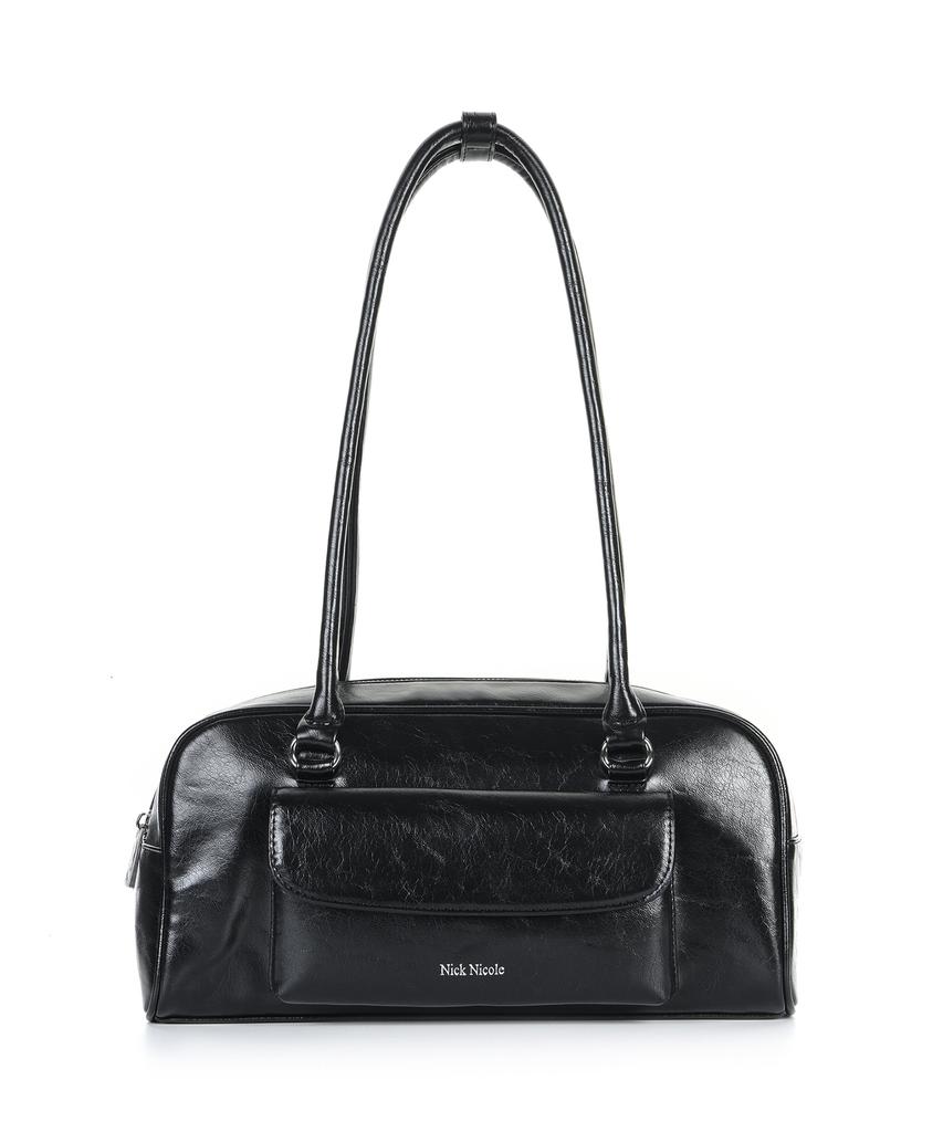 Nick&Nicole Nicole Pocket Leather Baguette Bag_Black