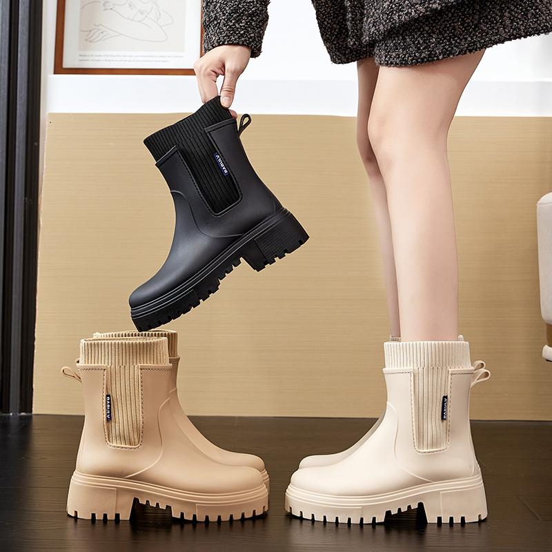 Damskie buty przeciwdeszczowe: Miękkie Kalosze, Styl, Odporne na Ścieranie Gumowe Buty, Niskie, Na Grubej Podeszwie, Stylowe Do Noszenia na Zewnątrz, Krótkie