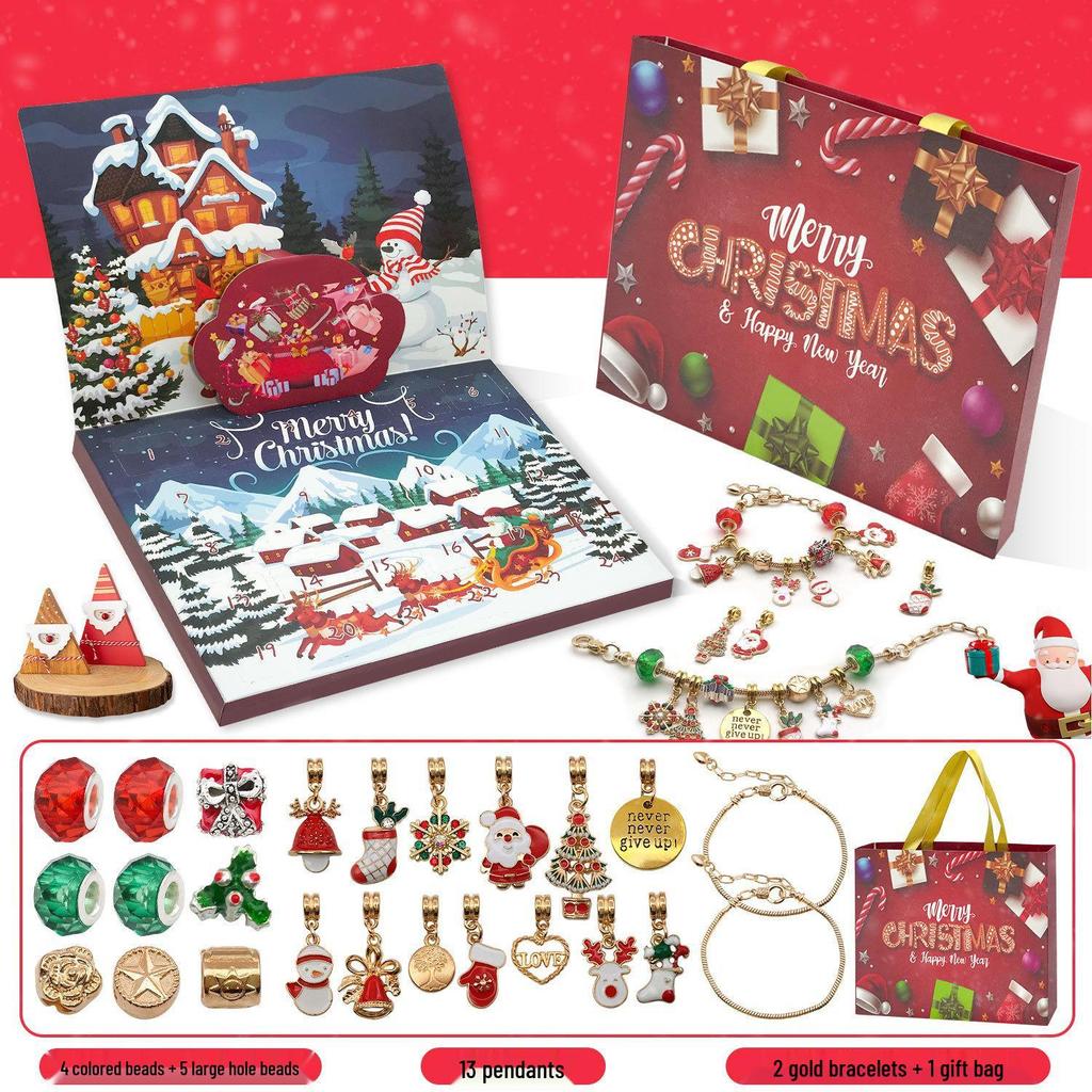 DIY Children's Christmas Bracelet Set: Educational Beading Game & Jewelry Blind Box Gift.
