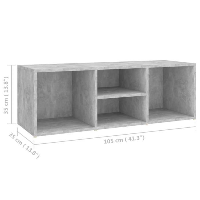 Banc à chaussures - vidaXL - 105x35x35 cm - Gris béton - 4 compartiments - Aggloméré