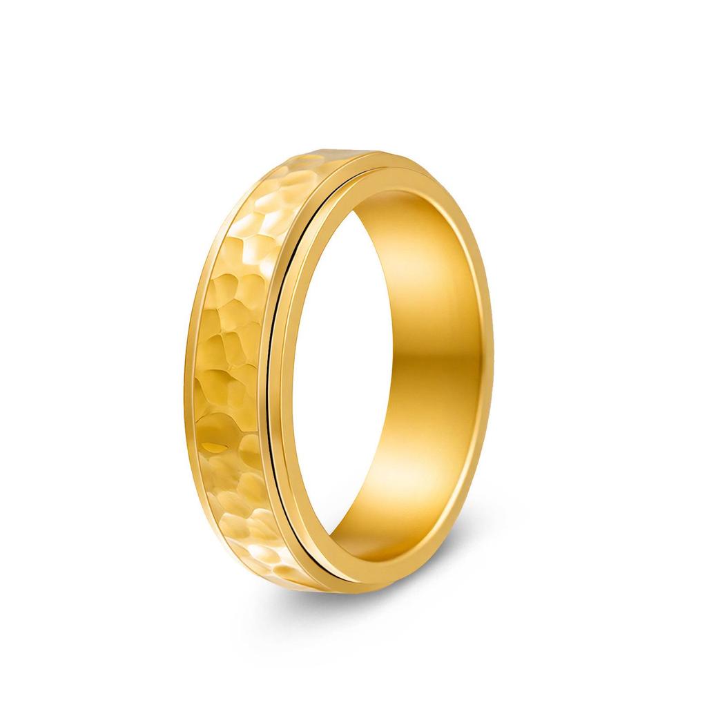 Xiyin Titanium Steel Zirconia Diamond Rotating Couple Rings Set - 7 Pieces