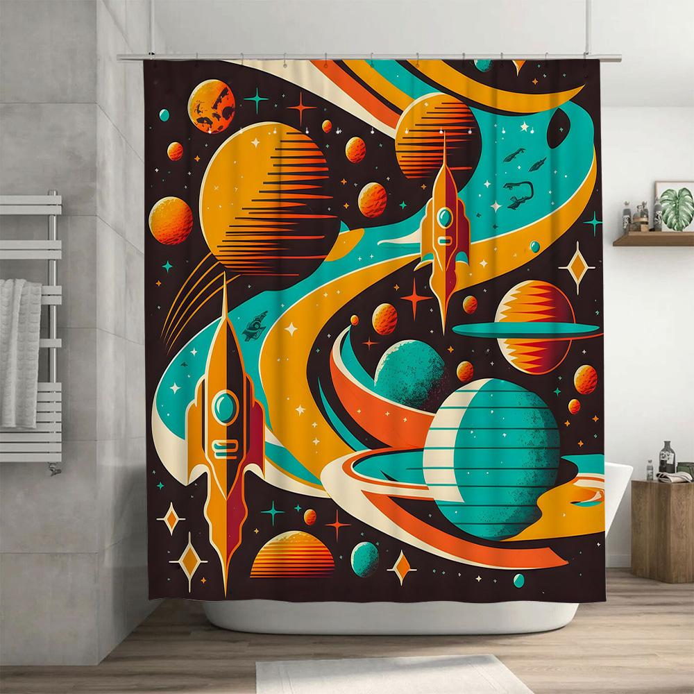 Stellar Space Shower Curtain Cosmic Nebula Design Perfect For Bathroom Decor 3D Printing Waterproof Fabric