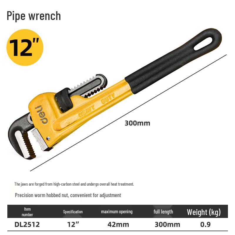 Deli 12-inch Pipe Wrench