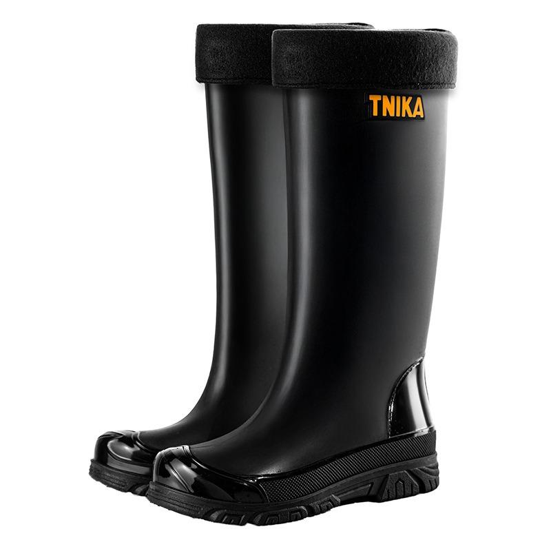 Simple high tube men's rain shoes Luya all-round wading shoes anti-beam of light extra high rubber shoes non-slip black rain boots