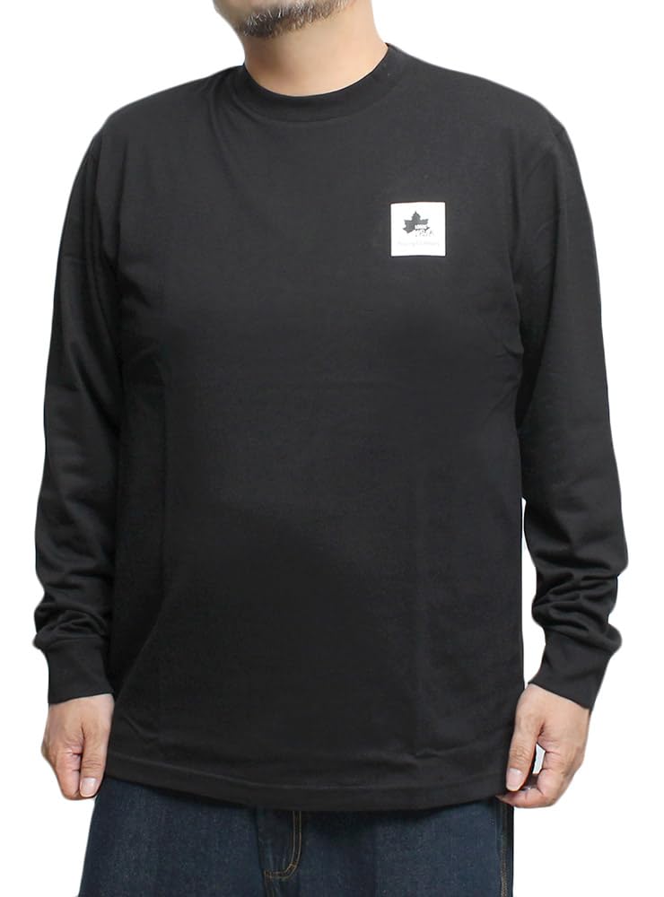 

One Colors LOGOS PARK Men s Long Sleeve T-Shirt with Logo Print, Crew Neck, Size 3L, Black (49)