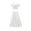 2026 Women's French Style Lace Patchwork Slim Camisole Top & High Waist Skirt Set