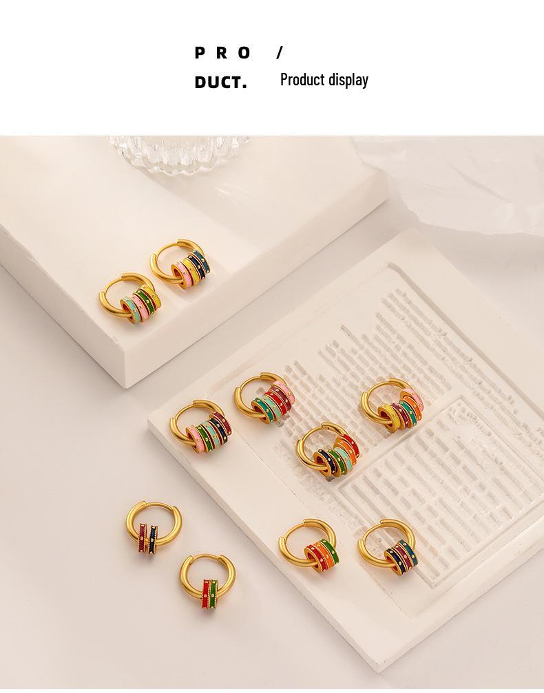 High-End Retro Matte Colorful Enamel Earrings & Necklace Set with Exquisite Niche Design