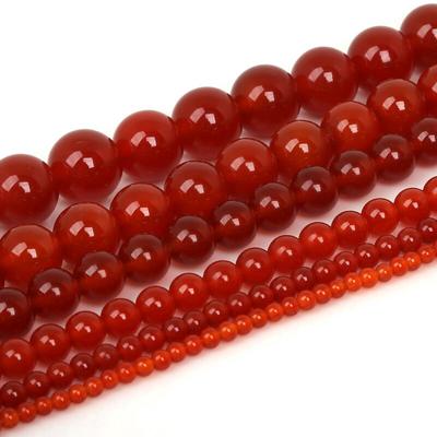 Natürlicher roter Achat-Edelstein, runde lose Abstandsperlen, 40,6 cm, ein Strang, 4, 6, 8, 10, 12 mm