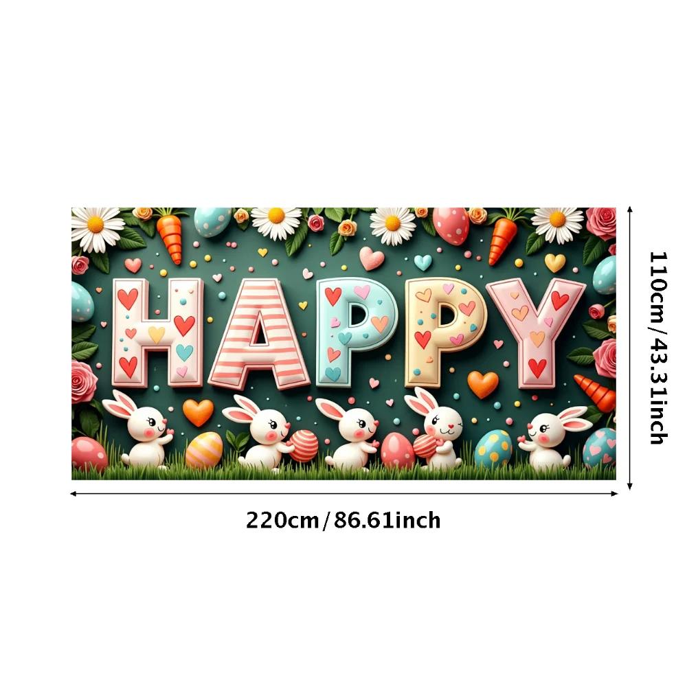 Easter Bunny Decoration Background Easter Eggs Banner Photography Props Outdoor Garden Decors Easter Party Home Supplies 2025