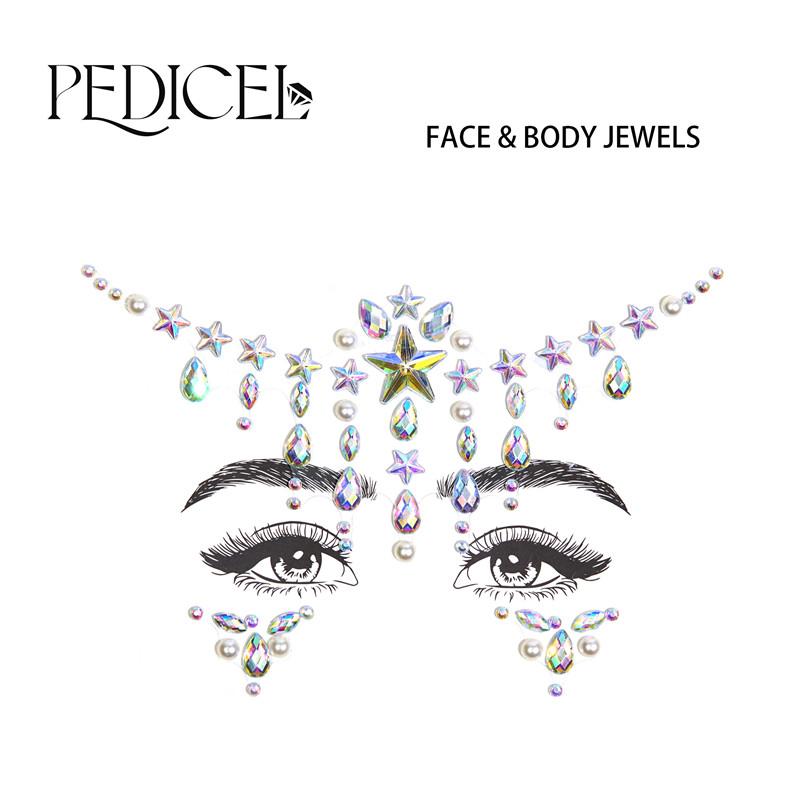 3D Rhinestone Bright Face stickers for festival Glitter Makeup Jewelry Sticker on Face crystals Gems jewels diamonds decoration