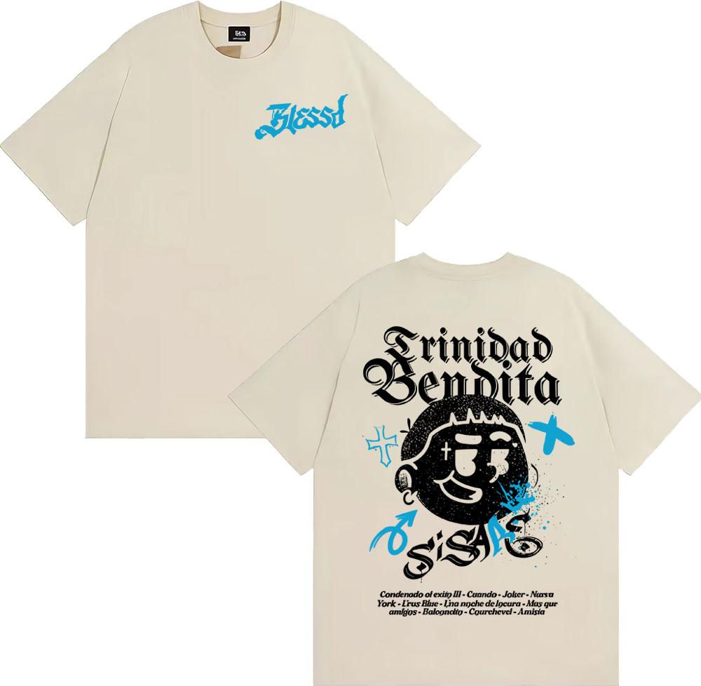Rapper Blessd Si Sabe Album 2025 Tour T Shirt Men Women Fashion Casual 100 Cotton Tshirts Hip Hop Vintage Short Sleeve Tshirt