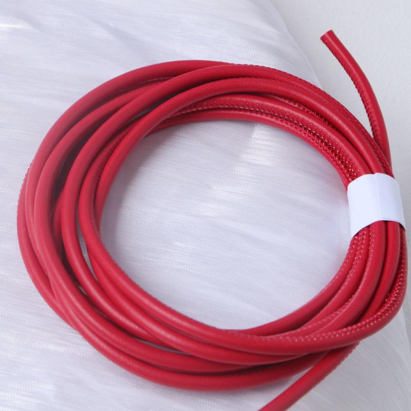 PU Leather Round Handle Strap with Lock Edge Stitching - DIY Traction Weaving Ornament E18