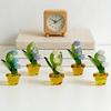 Mini Glass Lily of The Valley Flower with Pot Hand Blown Faux Crystal Flower Figurine for Mother's Day Birthday Table Centerpiece