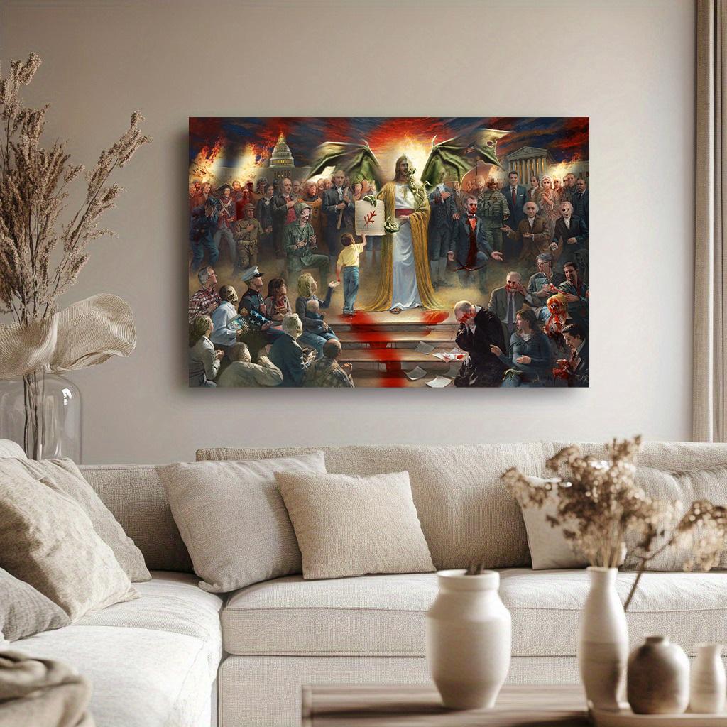 One Nation Under God Jesus Poster Wall Painting Canvas Painting Wall Art Poster for Bedroom Living Room Decor Gift