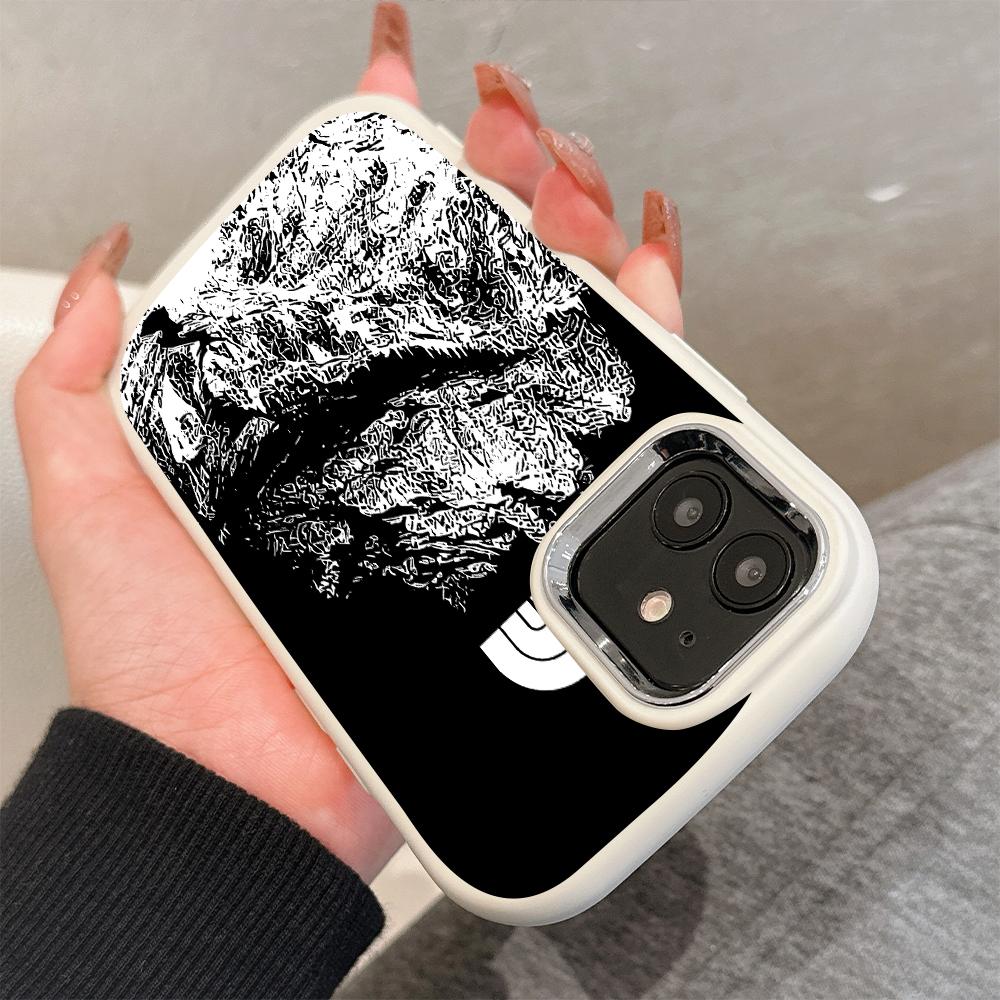 Pro iPhone 15 14 13 11ProMax 14 15 16 Samsung S25 S24 S23 S22 Redmi 10 13 14C Kreslená Černá Kočka Stříbrný Okraj Měkké Tekuté Silikonové Ochranné Pouzdro