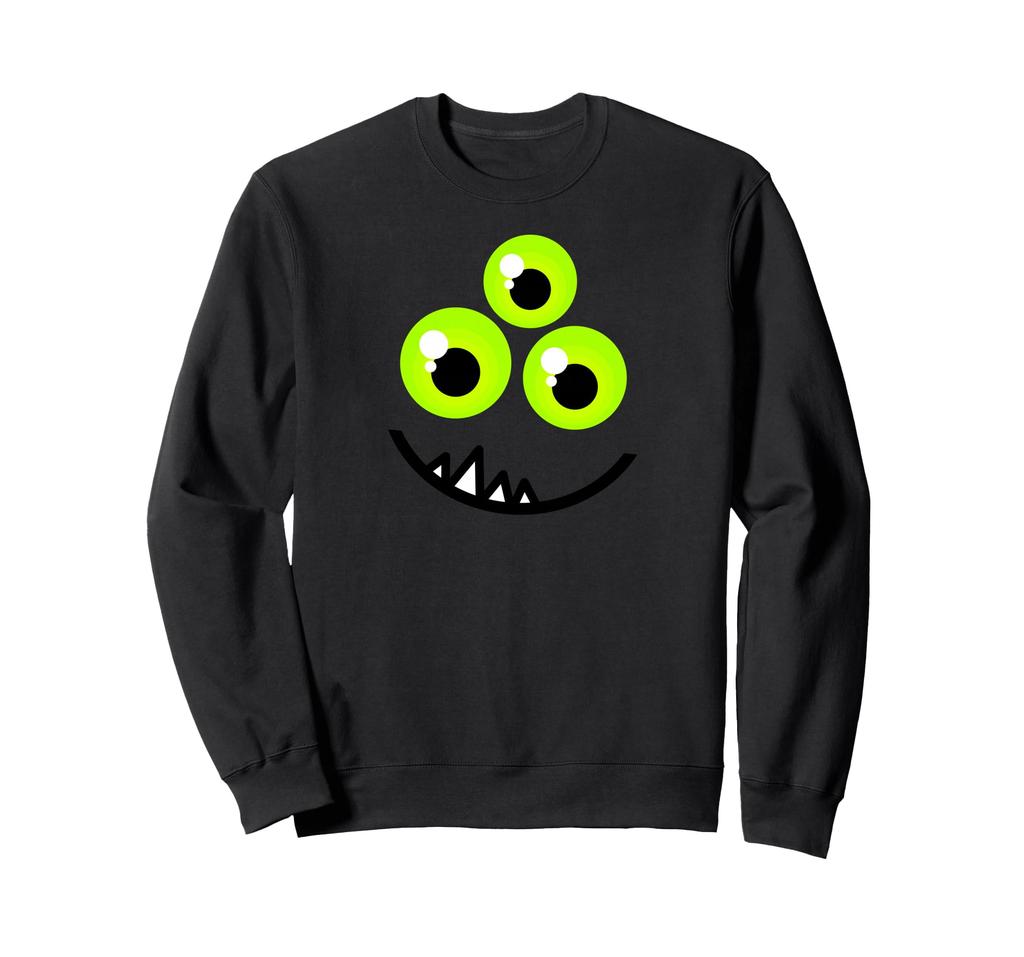 Cute Monster Face Green Eyes Halloween Costume Sweatshirt One-Eyed