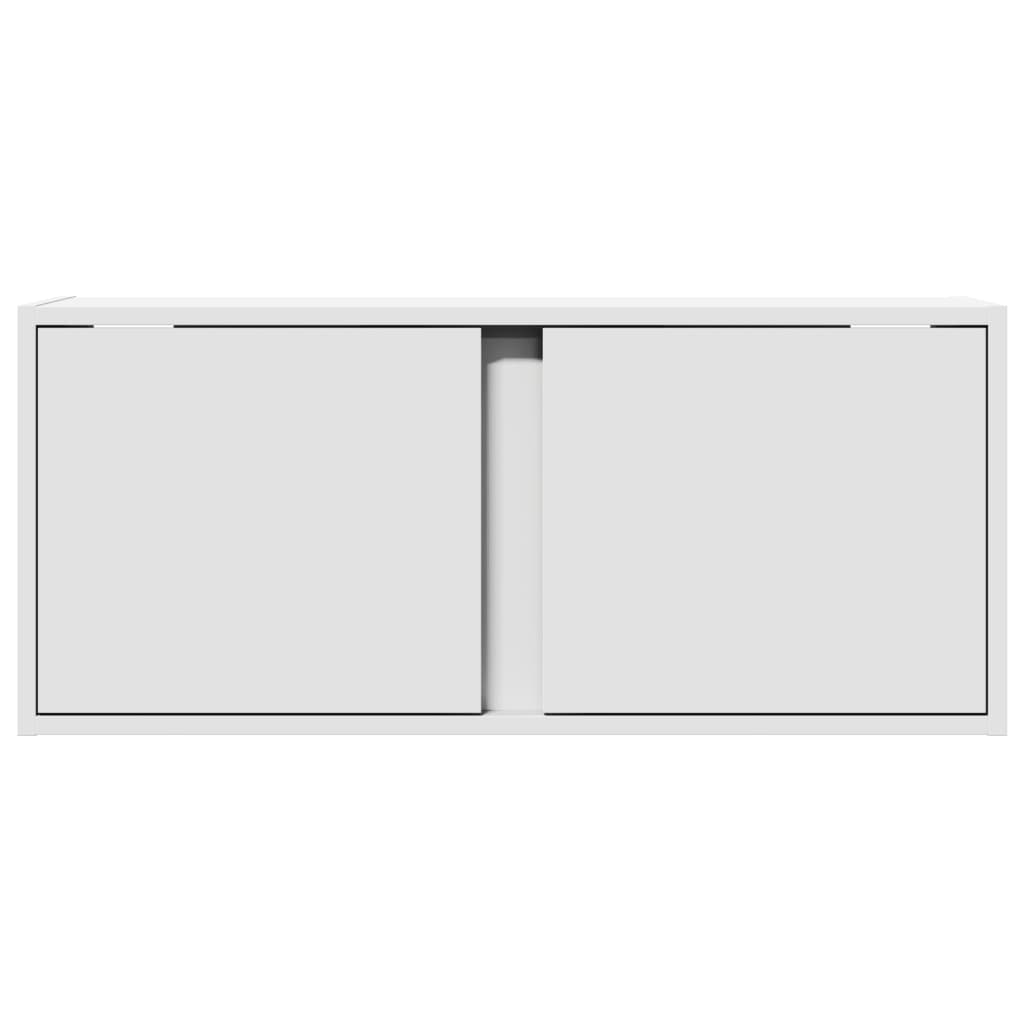 White Wall Mounted TV Cabinet with LED Lighting 80 x 31 x 35 cm