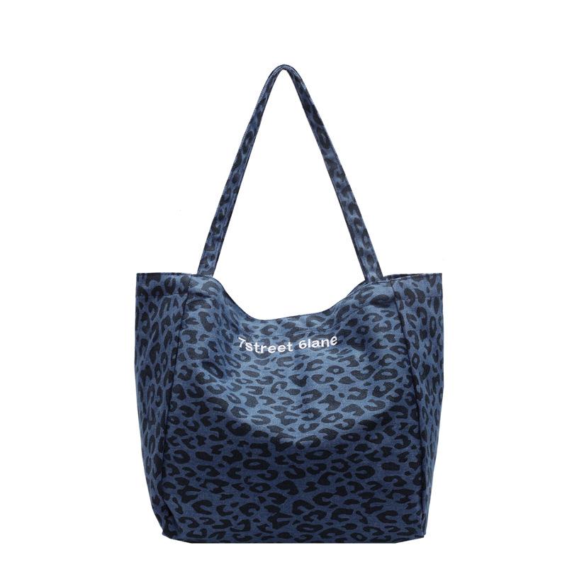 Women's bag exquisite retro style leopard print denim armpit bag new versatile embroidered thread women's shoulder handbag