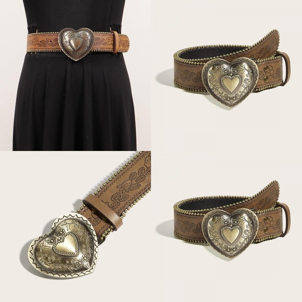 Style Pu Leather Belt With Alloy Snap Closure And Retro Rivet Detail For Youth Fashion