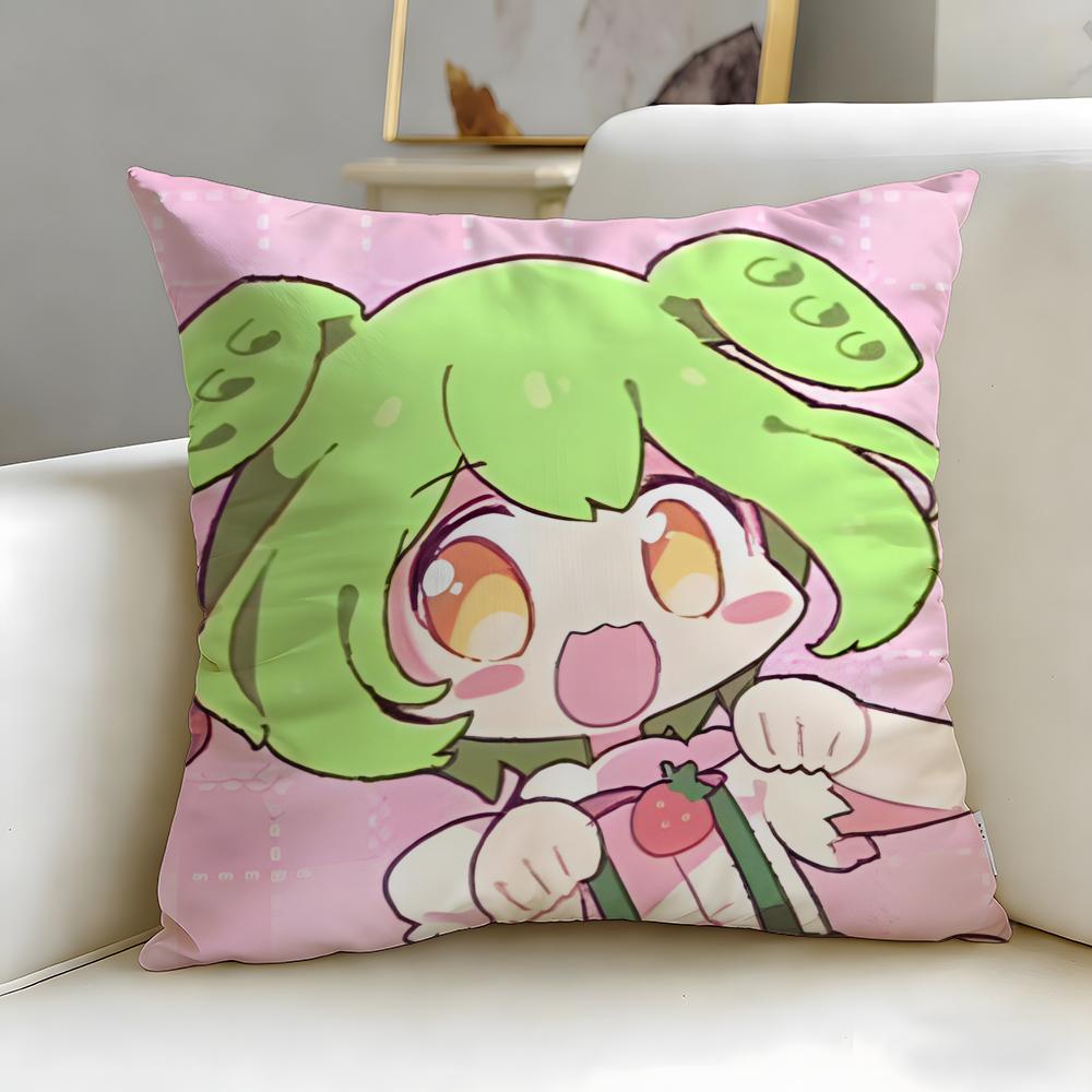 popular virtual singer Zundamon Cushion Cover Soft & Easy-Wash Pillow Case – Versatile for Couch, Bed, Travel and Office
