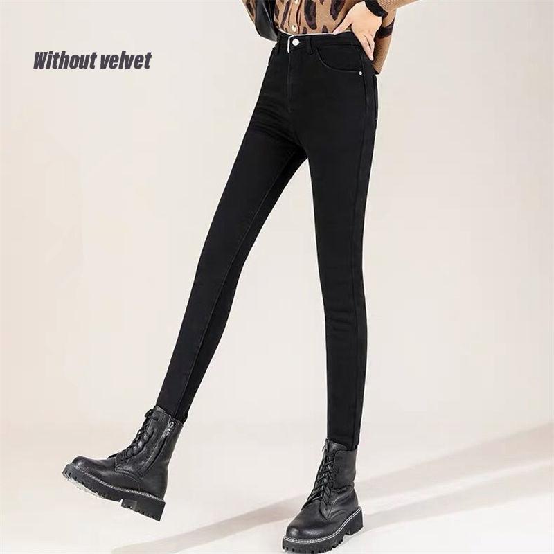 

Зимние теплые джинсы-карандаш на флисовой подкладке женские стрейч леггинсы с высокой талией вакерос одежда для снега повседневные винтажные утолщенные джинсовые брюки 27