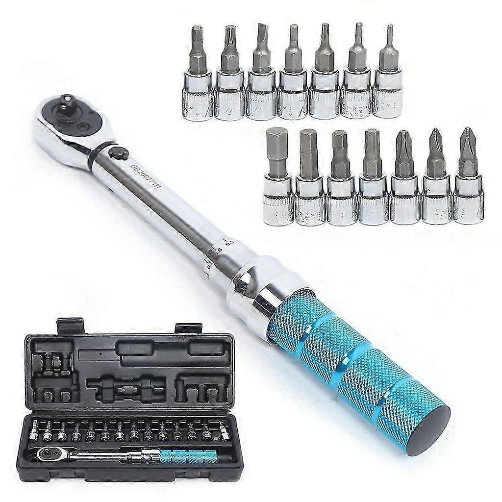 15pcs Torque Wrench Bike Torque Wrench Tool Bicycle Torque Wrench 1/4'' 2-14Nm Manual Ratchet Wrench Set