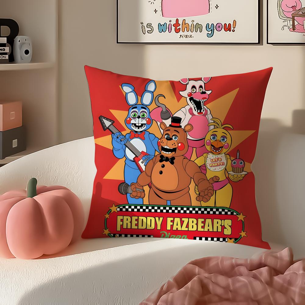 Horror Game FFive Nights At Freddys Cushion Cover Pillowcase Short Plush Invisible Zipper Room Sofa Cushion Cover