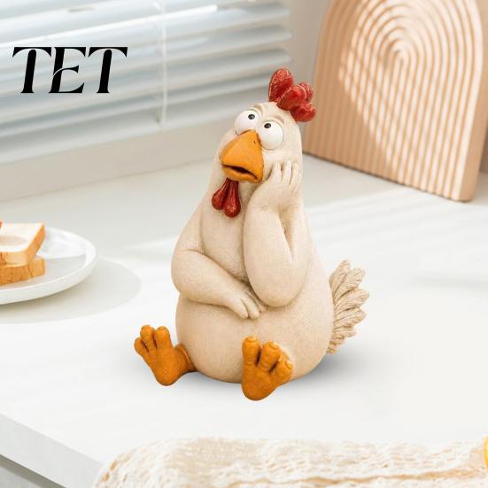 Lifelike Hen Statue for Patio Funny Chicken Garden Statue, Resin Figurine, Farmhouse Outdoor Statues Yard Decor Balcony Flowerpot, Lawn, Decoration