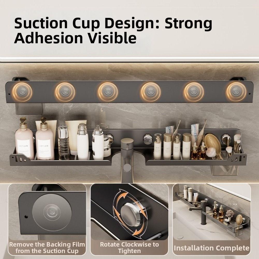 Suction Cup U-Shaped Storage Rack No-Drill Wall Display Shelf  Washbasin