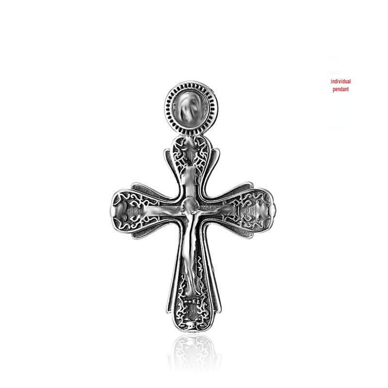 Stainless Steel Gothic Cross Pendant Men's Hip-Hop Titanium Necklace