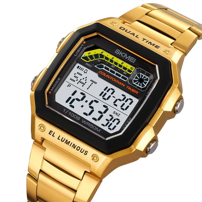 Skmei Shockproof Sports Watches for Mens Dual Time Zone LED Waterproof Stopwatch Alarm Clock Male Digital Wristwatch with Date