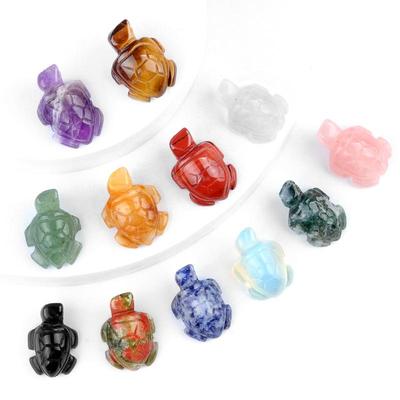 Mini Sea Turtle Ornament: Amethyst, Agate & Jade Carved Marine Landscape (1985-1in)