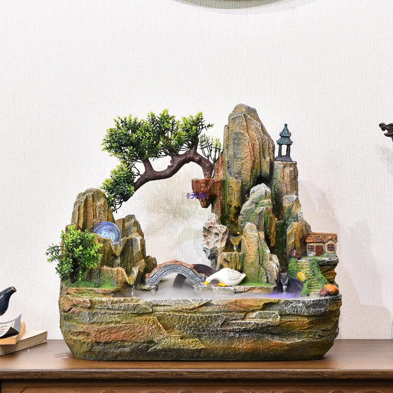 Rockery Water Fountain Feng Shui Wheel for Living Room, TV Cabinet, Office Tabletop