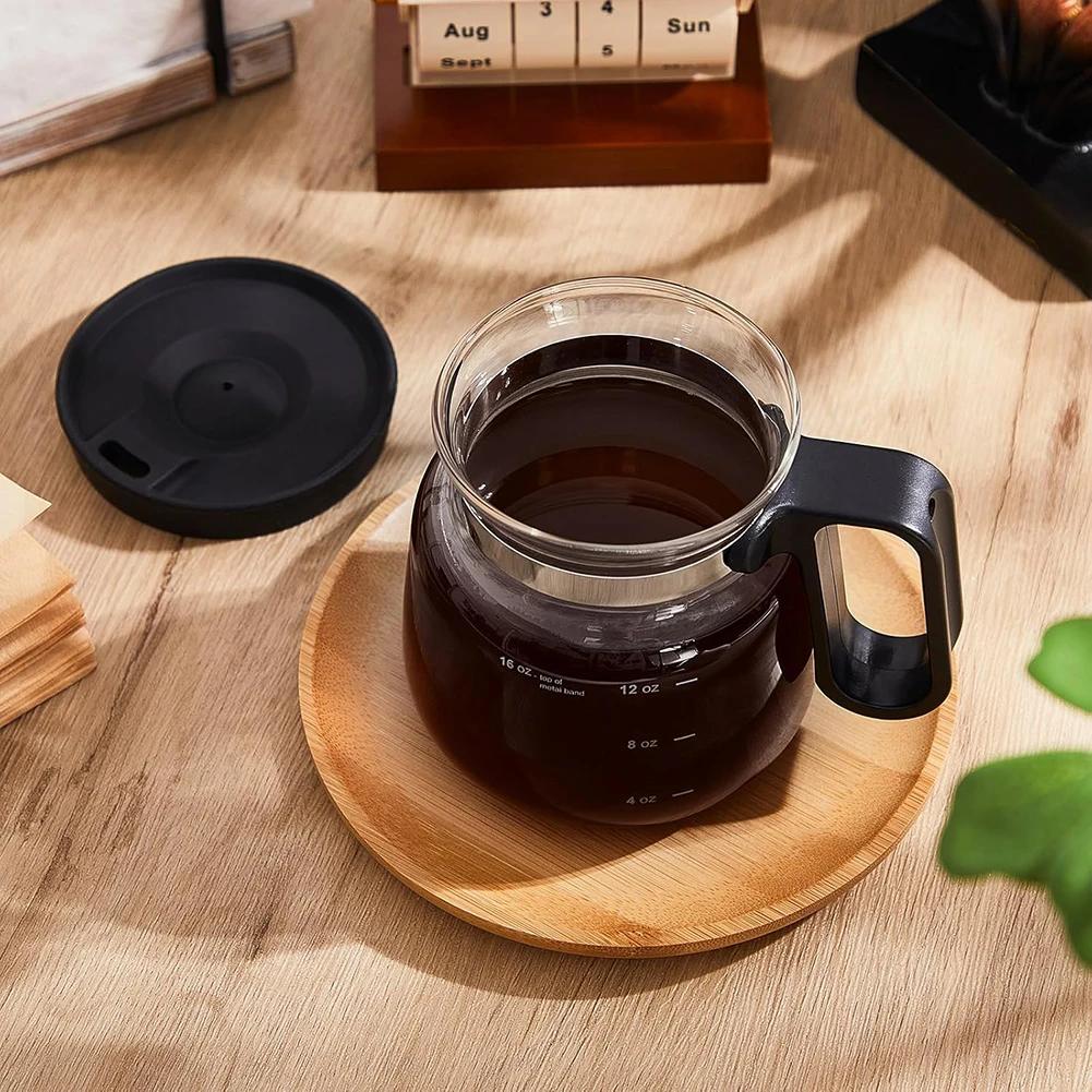 Coffee Pot Style Heatproof Glass Mug Outdoor Adventures 16 Oz Capacity Elegant Design Straw-Type Lid For Hot Beverages