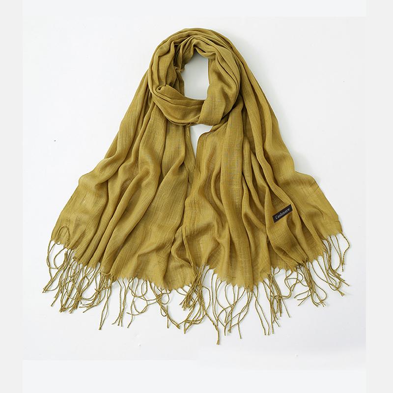 

Solid Color Cashmere Like Scarf Women Thin Hijabs Winter Warm Long Shawls And Wraps Hijab Scarves Pashmina Tassels Headband 70X200cm фарби люмінесцентні зелений колір
