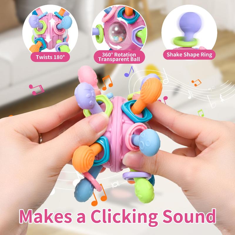 Chewable Baby Sensory Ball Soft Silicone Montessori Hand Grip Toy for 6+ Months Infant Teething Relief Home Play Use